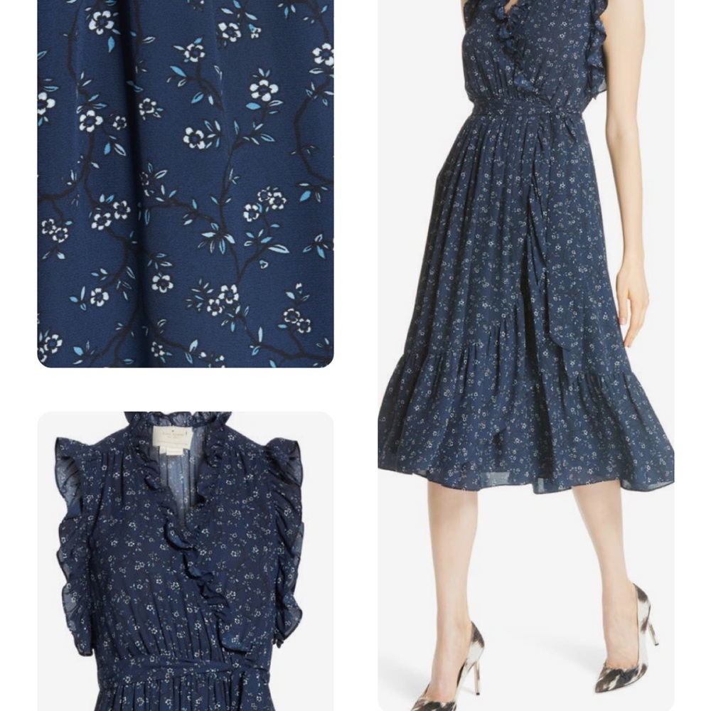 Kate Spade New York ruffled roses wrap dress